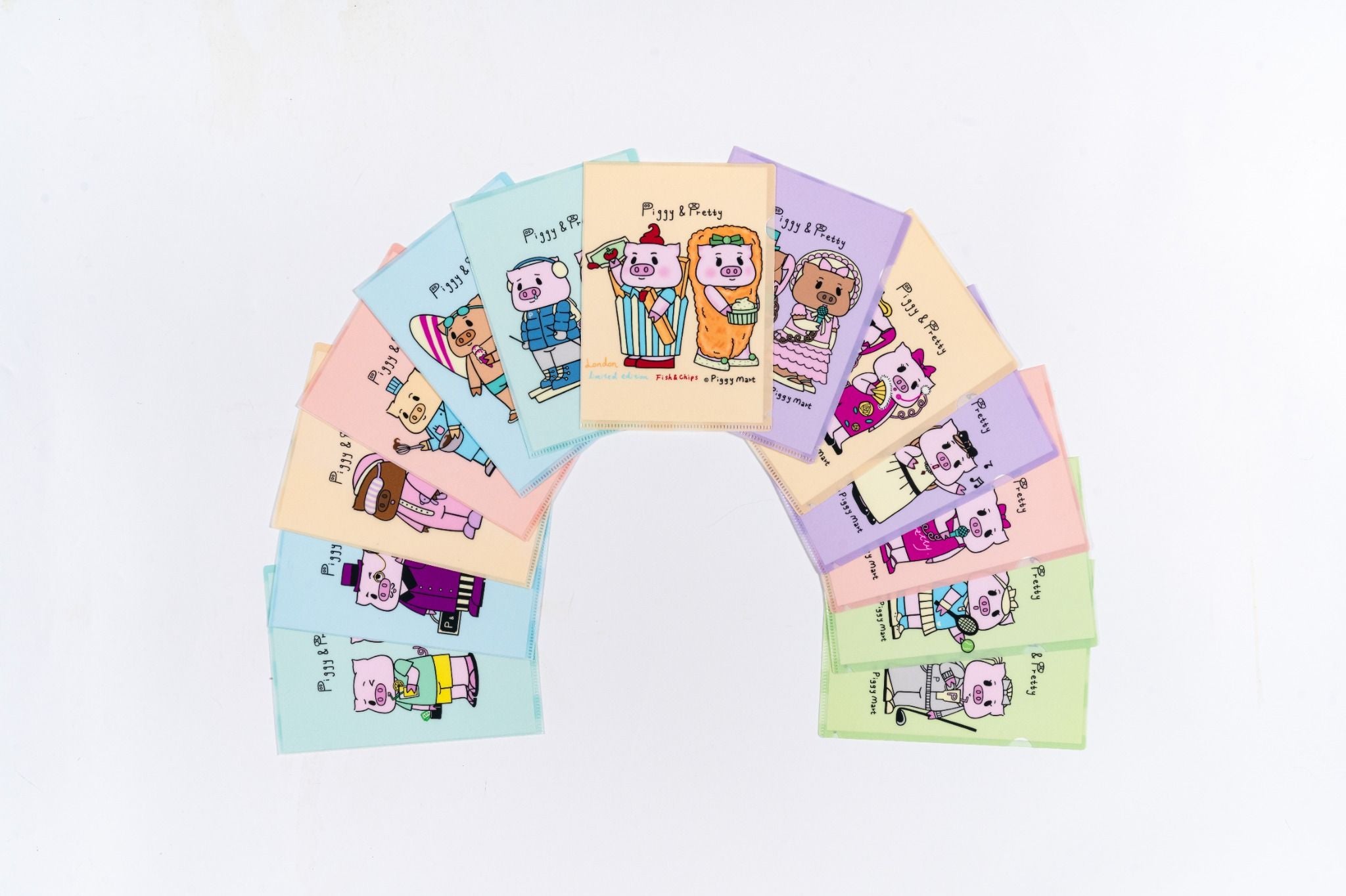 Piggy & Pretty A5 Pastel Stripe Clear Folder (Random Design)