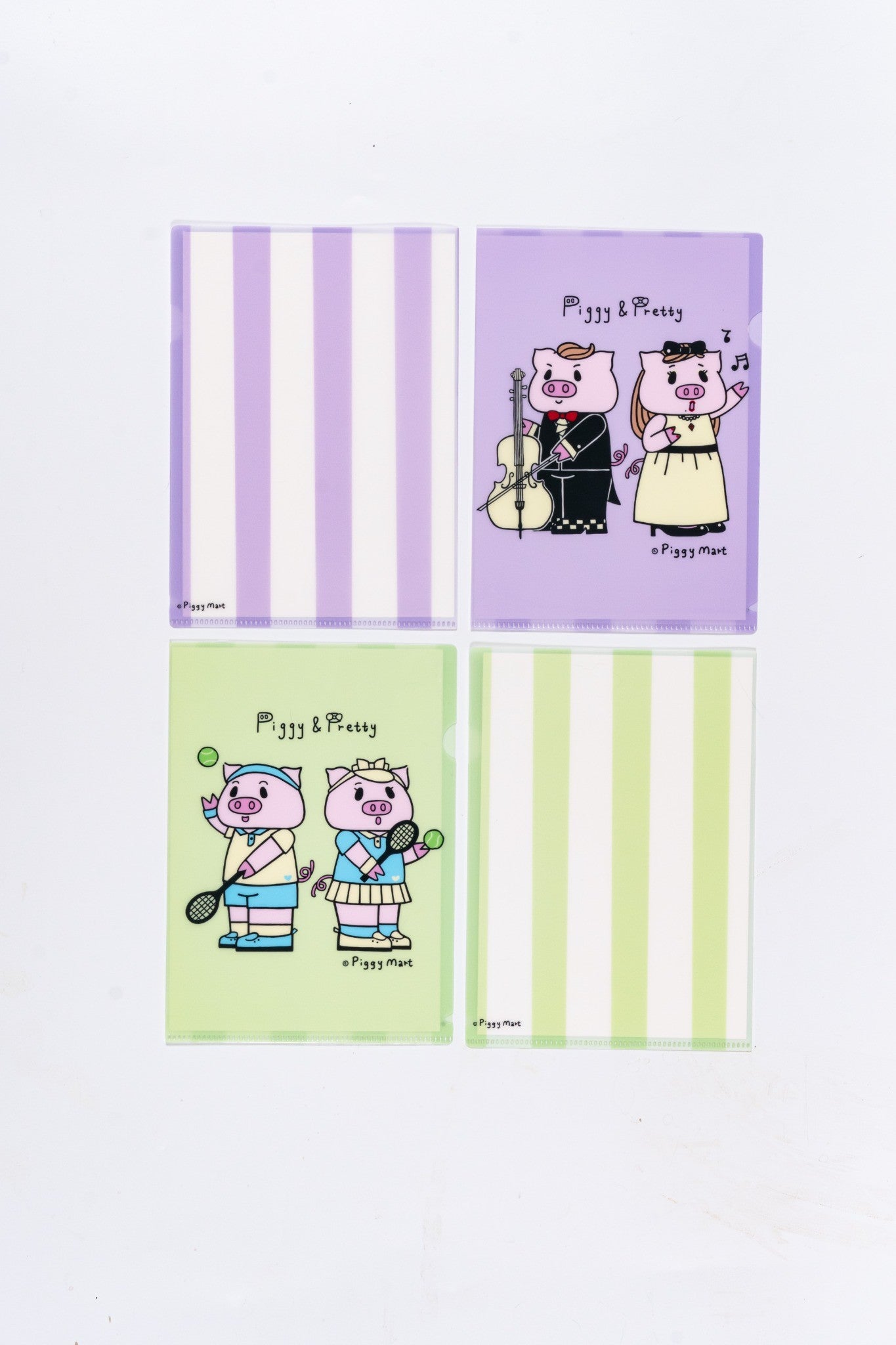 Piggy & Pretty A5 Pastel Stripe Clear Folder (Random Design)