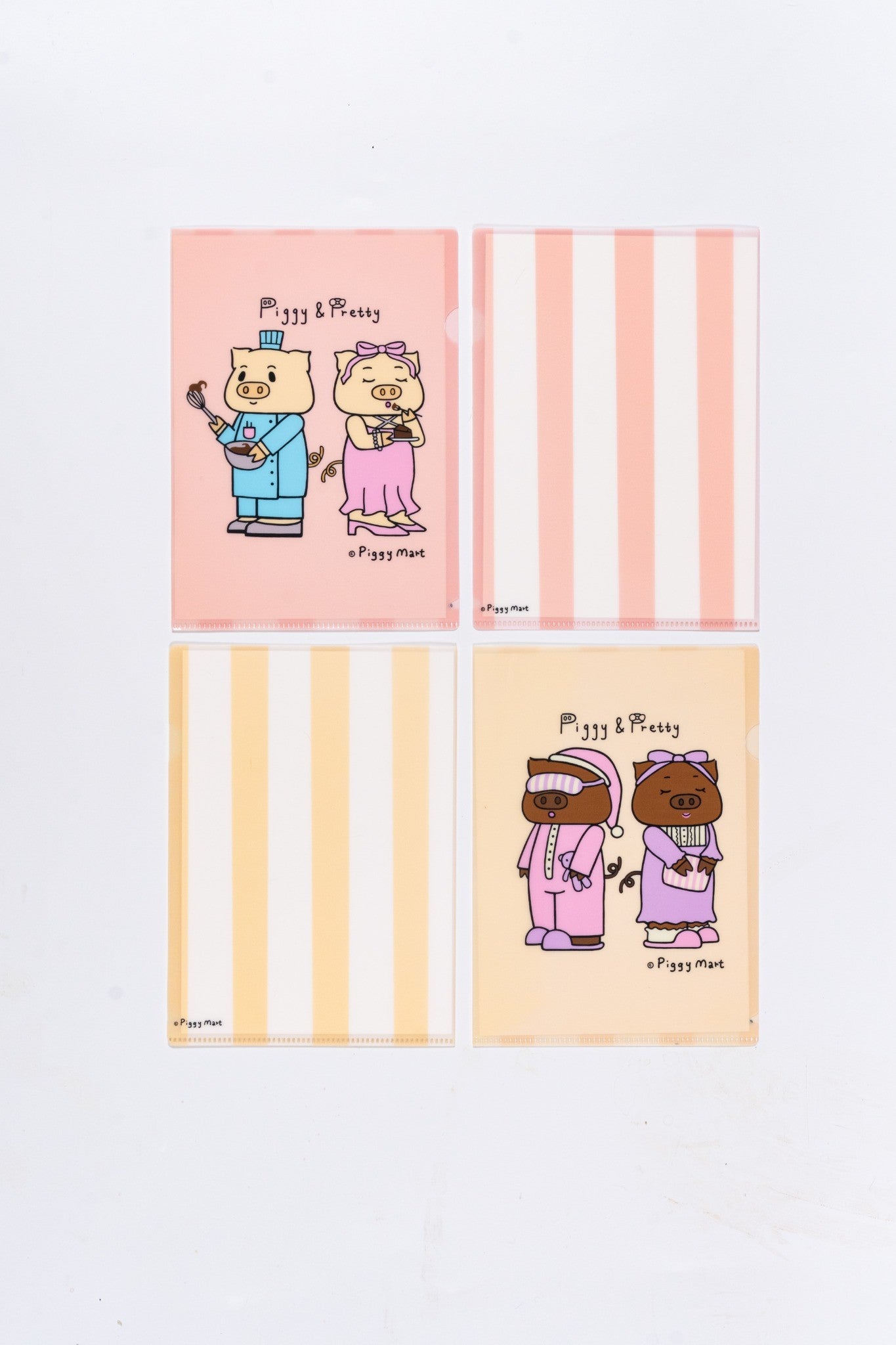Piggy & Pretty A5 Pastel Stripe Clear Folder (Random Design)