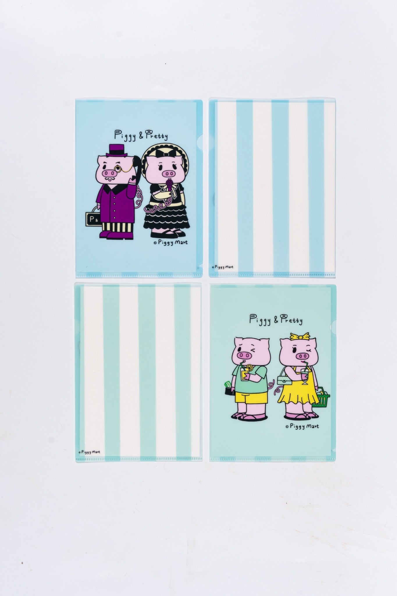 Piggy & Pretty A5 Pastel Stripe Clear Folder (Random Design)