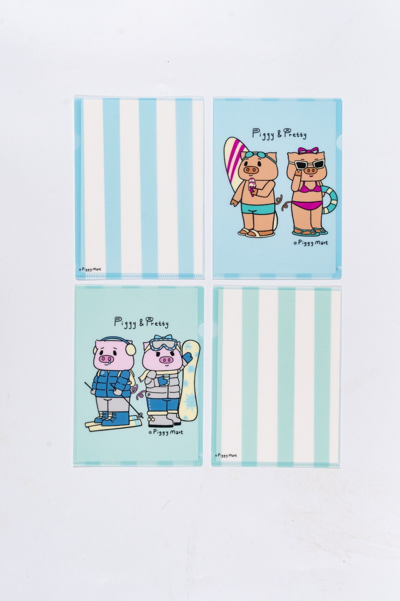 Piggy & Pretty A5 Pastel Stripe Clear Folder (Random Design)