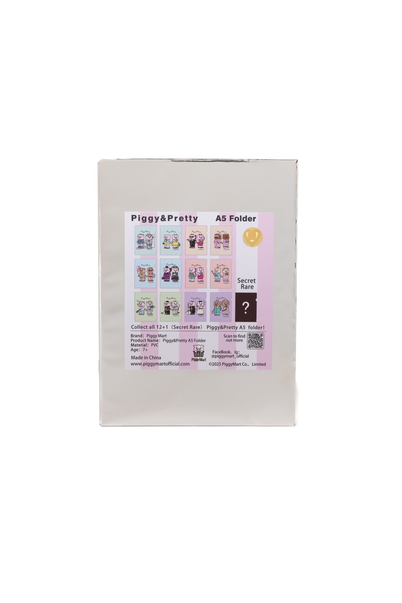 Piggy & Pretty A5 Pastel Stripe Clear Folder (Random Design)