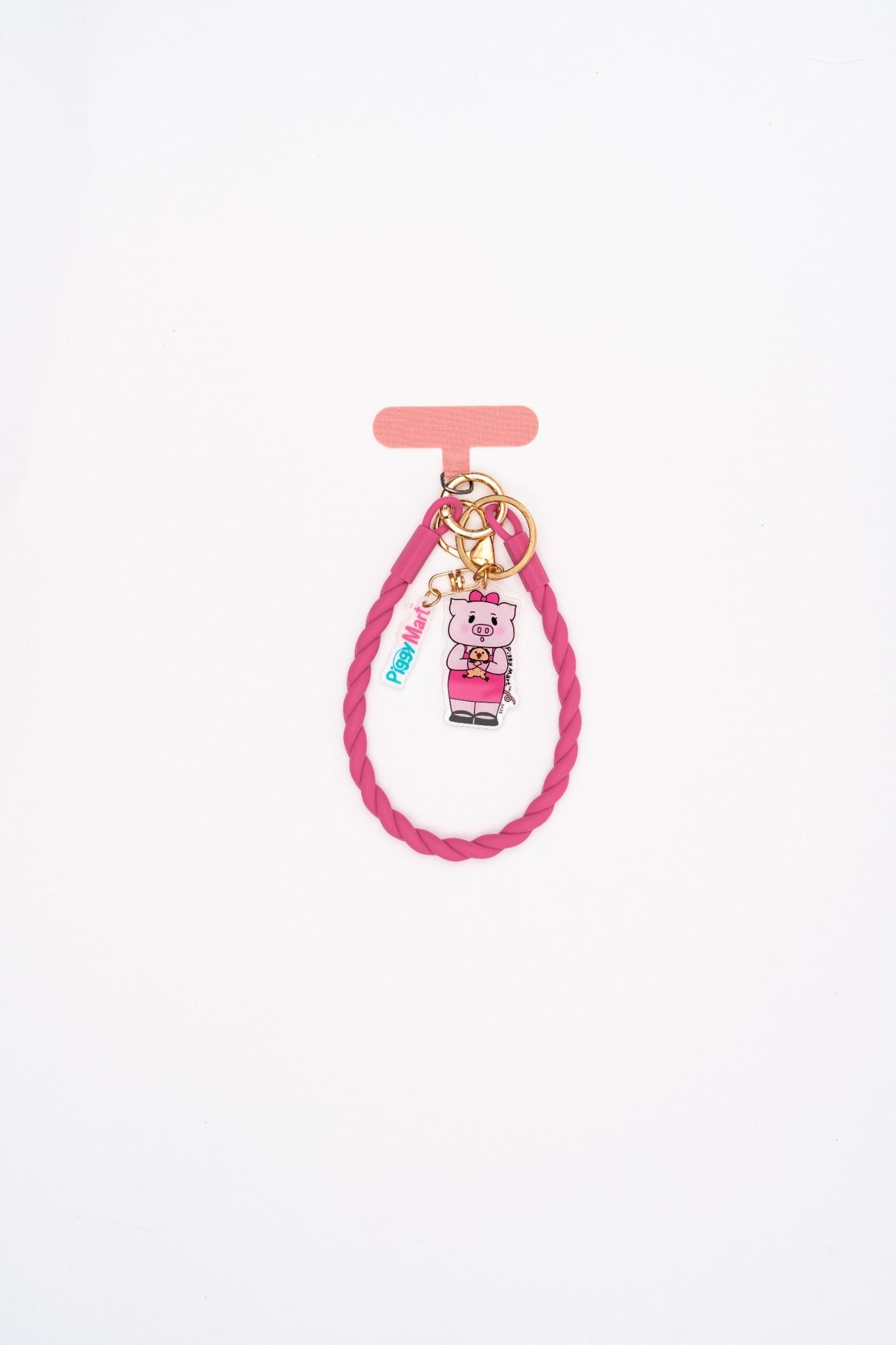 Pink Piggy Braided Keychain